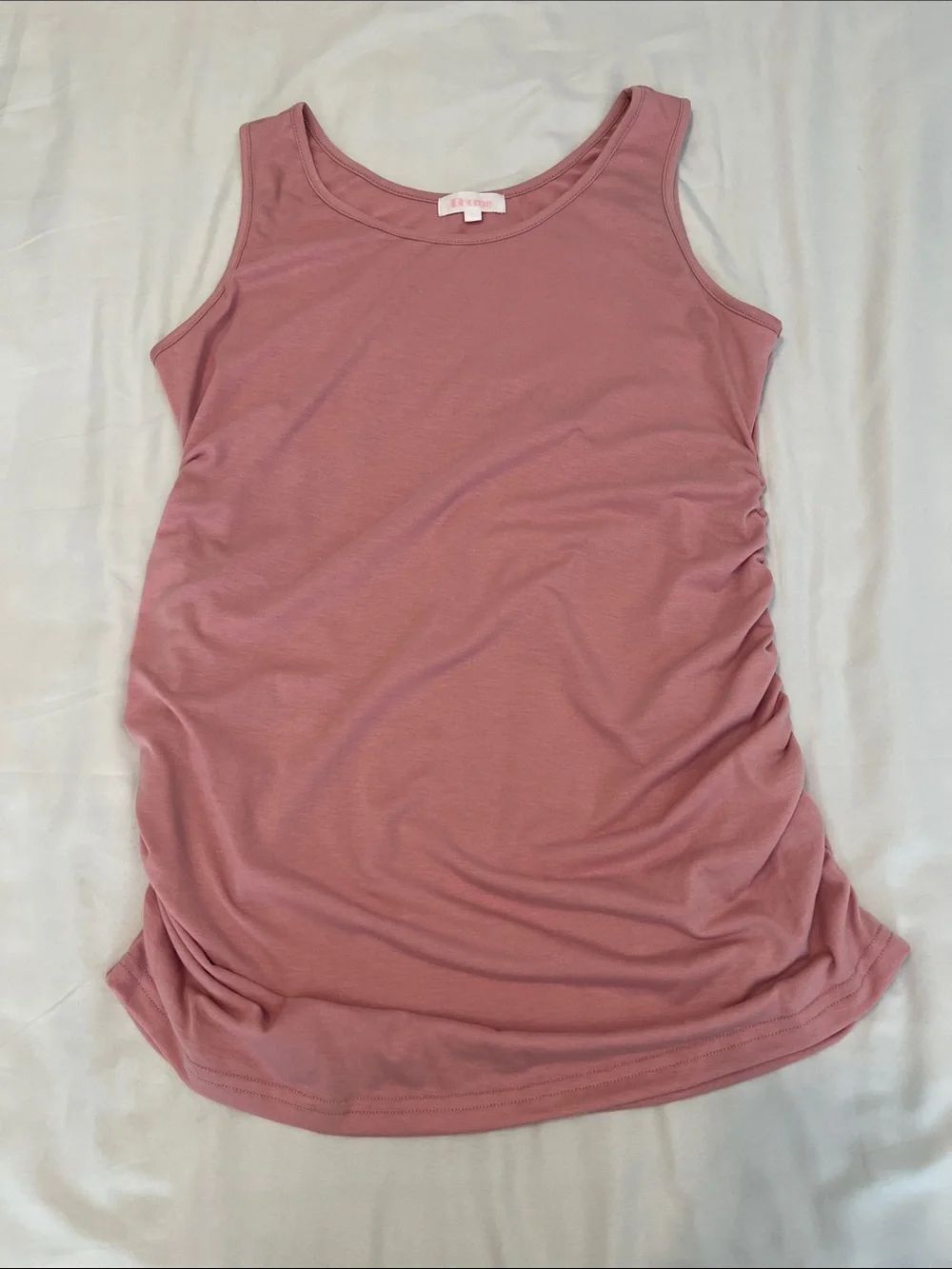 BHome Sz Large Women’s Sleeveless Ruched Sides Maternity Tank Top Dusty Rose EUC - Picture 3 of 8
